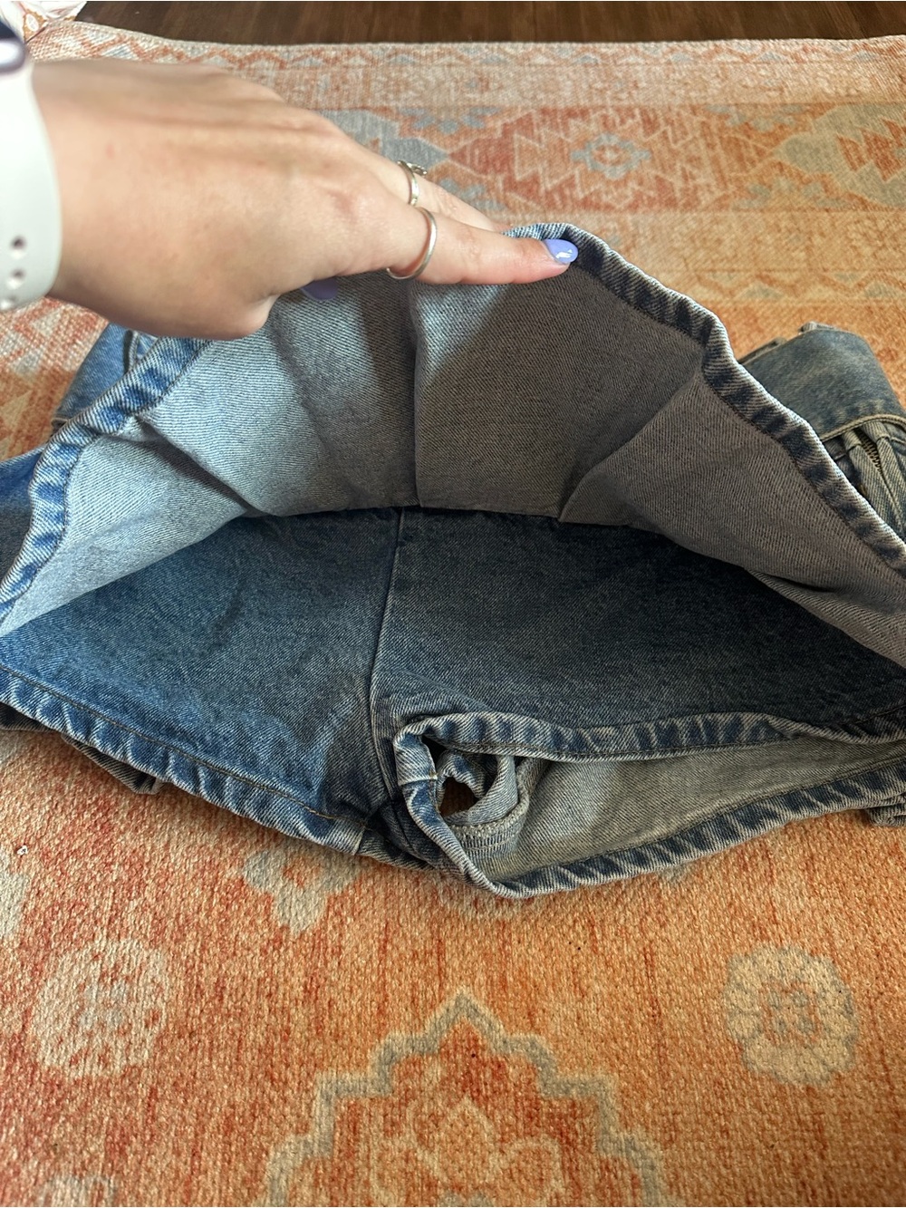Edikted denim pleated low rise micro skirt skort preppy going out Y2K size Large - Picture 5 of 8